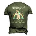 Unicorn Dabbing Papacorn Like Normal Papa Only More Awesome Men's 3D T-Shirt Back Print Army Green