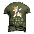 Unicorns Are Born In September Men's 3D T-shirt Back Print Army Green