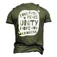 Unity Day Orange Peace Love Spread Kindness Men's 3D T-Shirt Back Print Army Green
