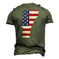 Vermont Map State American Flag 4Th Of July Pride Tee Men's 3D T-Shirt Back Print Army Green