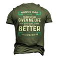 Vintage Fathers Day Bonus Dad From Daughter Son Boys Men's 3D T-Shirt Back Print Army Green