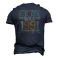 31St Birthday Vintage Tee 31 Years Old Awesome Since 1991 Birthday Party Men's 3D T-Shirt Back Print Navy Blue