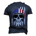 4Th Of July American Flag Skull Motorcycle T Men Dad Men's 3D T-shirt Back Print Navy Blue