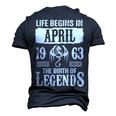 April 1963 Birthday Life Begins In April 1963 Men's 3D T-shirt Back Print Navy Blue