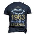 August 1963 Birthday Life Begins In August 1963 V2 Men's 3D T-shirt Back Print Navy Blue