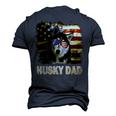 Best Husky Dad Ever American Flag 4Th Of July Vintage Men's 3D T-shirt Back Print Navy Blue