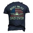 Best Pilot Dad Ever Fathers Day American Flag 4Th Of July Men's 3D T-shirt Back Print Navy Blue
