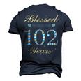 Blessed By God For 102 Years Old 102Nd Birthday Party Cute Men's 3D T-shirt Back Print Navy Blue