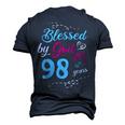 Blessed By God For 98 Years 98Th Birthday Party Celebration Men's 3D T-shirt Back Print Navy Blue
