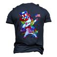 Dabbing Unicorn 4Th Of July Independence Day Men's 3D Print Graphic Crewneck Short Sleeve T-shirt Navy Blue