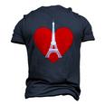 Eiffel Tower Heart For Paris Downtown France City Of Love Men's 3D T-Shirt Back Print Navy Blue