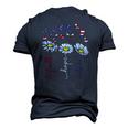 Faith Hope Love 4Th July Daisy Flowers Butterflies Us Flag Men's 3D T-Shirt Back Print Navy Blue