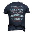 Father Grandpa Behind Every Great Lineman Daughter Is A Truly Amazing Dad480 Family Dad Men's 3D Print Graphic Crewneck Short Sleeve T-shirt Navy Blue