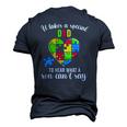 Fun Heart Puzzle S Dad Autism Awareness Support Men's 3D T-Shirt Back Print Navy Blue