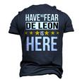 Have No Fear De Leon Is Here Name Men's 3D Print Graphic Crewneck Short Sleeve T-shirt Navy Blue