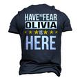 Have No Fear Olivia Is Here Name Men's 3D Print Graphic Crewneck Short Sleeve T-shirt Navy Blue