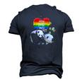 Lgbt Pride Papa Panda Bear Free Dad Hugs Fathers Day Love Raglan Baseball Tee Men's 3D T-Shirt Back Print Navy Blue