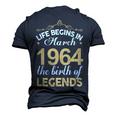 March 1964 Birthday Life Begins In March 1964 V2 Men's 3D T-shirt Back Print Navy Blue