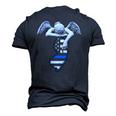 New Jersey Thin Blue Line Flag And Angel For Law Enforcement Men's 3D T-Shirt Back Print Navy Blue