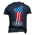 Number One Dad American Flag 4Th Of July Fathers Day Men's 3D T-shirt Back Print Navy Blue