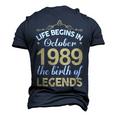 October 1989 Birthday Life Begins In October 1989 V2 Men's 3D T-shirt Back Print Navy Blue