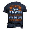 Open Your Eyes Look Within Are You Satisfied With The Life Youre Living Papa T-Shirt Fathers Day Gift Men's 3D Print Graphic Crewneck Short Sleeve T-shirt Navy Blue
