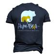 Mens Papa Bear Gold Ribbon Childhood Cancer Awareness Men's 3D T-Shirt Back Print Navy Blue