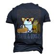 Pembroke Welsh Corgi Dog Coffee Lover Caffeine Corgi Mom Dad V4 Men's 3D Print Graphic Crewneck Short Sleeve T-shirt Navy Blue