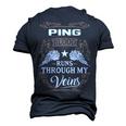 Ping Name Ping Blood Runs Through My Veins Men's 3D T-shirt Back Print Navy Blue