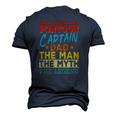 The Pontoon Captain Dad The Man Myth Happy Fathers Day Men's 3D T-Shirt Back Print Navy Blue