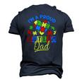 Proud Autism Dad Awareness Father Day Autistic Son Daughter Men's 3D T-Shirt Back Print Navy Blue