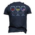 Red Wine & Blue 4Th Of July Wine Red White Blue Merica Usa Men's 3D T-Shirt Back Print Navy Blue