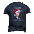 Santa Joe Biden Merry 4Th Of July Ugly Christmas Men's 3D T-Shirt Back Print Navy Blue