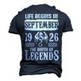 September 1926 Birthday Life Begins In September 1926 Men's 3D T-shirt Back Print Navy Blue