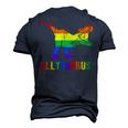 T Rex Dinosaur Lgbt Gay Pride Flag Allysaurus Ally Men's 3D T-Shirt Back Print Navy Blue