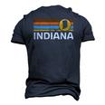 Graphic Tee Indiana Us State Map Vintage Retro Stripes Men's 3D T-Shirt Back Print Navy Blue