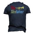 Vintage The Jazzfather Happy Fathers Day Trumpet Player Men's 3D T-Shirt Back Print Navy Blue