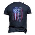 Vintage Usa American Flag Proud Hockey Dad Silhouette Men's 3D T-Shirt Back Print Navy Blue