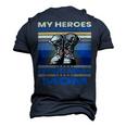 Vintage Veteran Mom My Heroes Dont Wear Capes Army Boots T-Shirt Men's 3D Print Graphic Crewneck Short Sleeve T-shirt Navy Blue