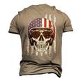 4Th Of July American Flag Skull Motorcycle T Men Dad Men's 3D T-shirt Back Print Khaki