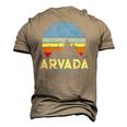 Arvada Colorado Mountains Vintage Retro Men's 3D T-Shirt Back Print Khaki