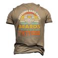 Awesome Dads Have Beards And Tattoo Men's 3D T-Shirt Back Print Khaki