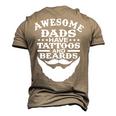 Mens Awesome Dads Have Tattoos And Beards Fathers Day V3 Men's 3D T-shirt Back Print Khaki