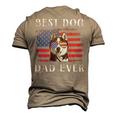 Mens Best Dog Dad Ever Husky American Flag 4Th Of July Men's 3D T-shirt Back Print Khaki