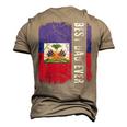 Best Haitian Dad Ever Haiti Daddy Fathers Day Men's 3D Print Graphic Crewneck Short Sleeve T-shirt Khaki