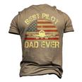 Best Pilot Dad Ever Fathers Day American Flag 4Th Of July Men's 3D T-shirt Back Print Khaki