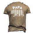 Mens Black And White Buffalo Plaid Papa Bear Christmas Pajama Men's 3D T-Shirt Back Print Khaki