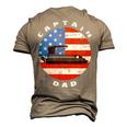 Mens Captain Dad Pontoon Boat Retro Us Flag 4Th Of July Boating Men's 3D T-shirt Back Print Khaki