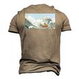 The Capybara On Great Wave Men's 3D T-Shirt Back Print Khaki