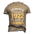 December 1922 Birthday Life Begins In December 1922 V2 Men's 3D T-shirt Back Print Khaki